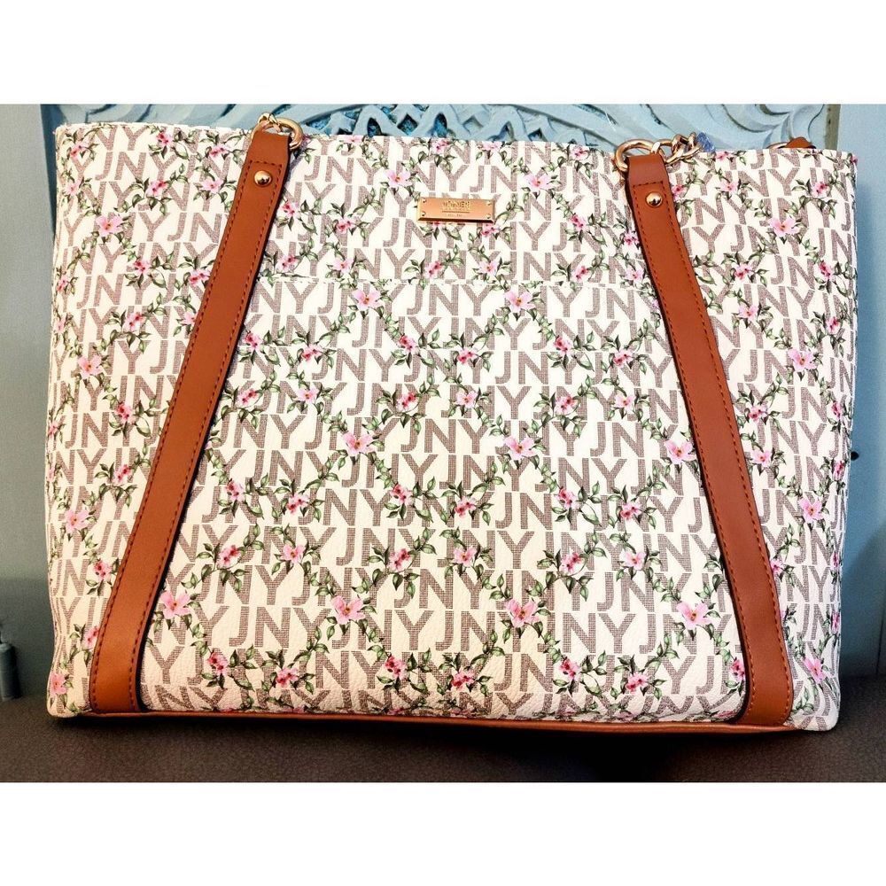JONES NEW YORK SIGNATURE VINE FLORAL IVORY LISA SATCHEL